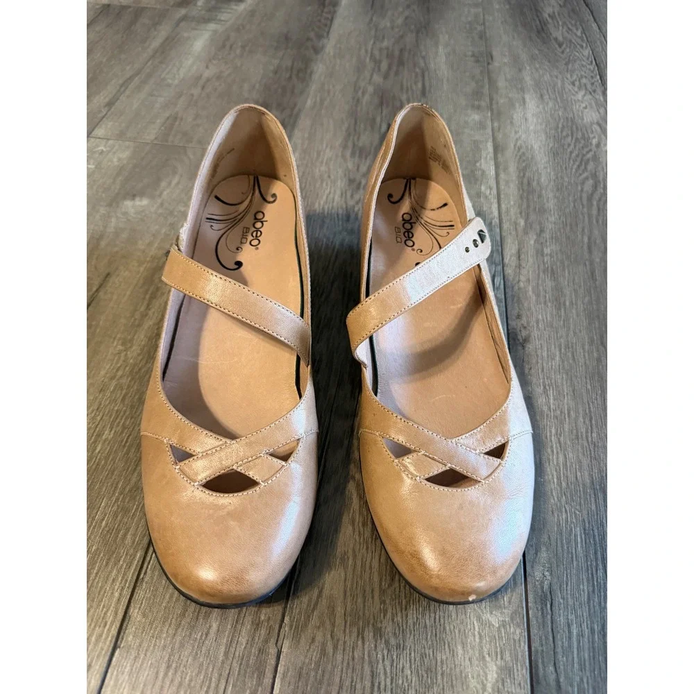 Abeo B.I.O. System Nia Tan‎ Leather Mary Jane Low Heel Comfort Shoes Womens 10 N